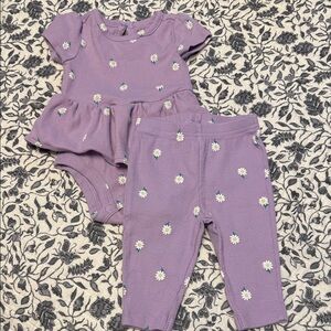 Carter's Lavender Baby Outfit with Floral Accents- Size 3 months